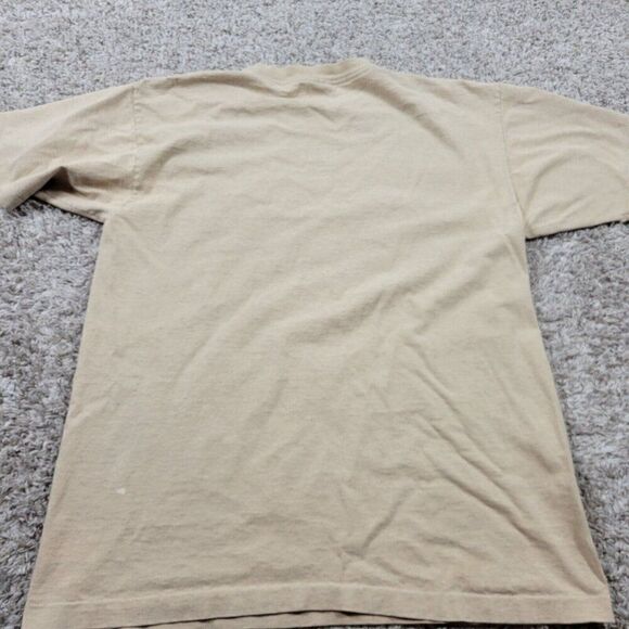 Vintage American Flag T Shirt Mens Large Beige Short Sleeve Button Alore Read* - Picture 9 of 11